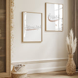 Set of 2 Start With Bismillah & End With Alhamdulillah Modern Minimalistic Abstract Gold & Beige Islamic Wall Art PrintS