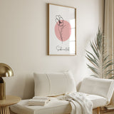 Subhanallah Blush Pink Floral Botanical Abstract Islamic Wall Art Print With Natural Leaf Detail & English Calligraphy
