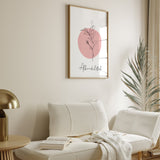 Alhamdulillah Blush Pink Floral Botanical Abstract Islamic Wall Art Print With Natural Leafy Tones With English Calligpraphy