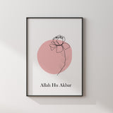 Set of 3 Blush Pink & Black Floral Abstract Tasbeeh Subhanallah Alhamdulillah Allahhuakbar Arabic Calligraphy Islamic Wall Art Print With Natural Leafy Tones Tasbi