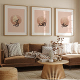 Set of 3 Brown, Gold & Beige Tasbeeh Tasbi Floral Subhanallah Alhamdulillah Allahhuakbar Arabic Calligraphy Islamic Wall Art Line Art