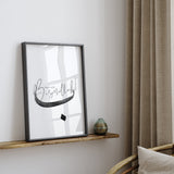 Black & Grey Start With Bismillah Letter Ba Abstract Islamic Wall Art Print Monochrome Ombre