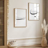 Set of 2 Start With Bismillah And End With Alhamdulillah Modern Minimalistic Abstract Black & Grey Islamic Wall Art Print