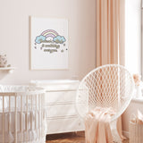 Indeed Allah is Watching Over You Children's Pink Rainbow Islamic Wall Art Print