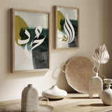 Set of 2 Allah & Prophet Muhammad Emerald Green Modern Abstract Arabic Calligraphy Islamic Wall Art Prints