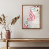 Set of 2 Allah & Prophet Muhammad Pink Floral Modern Arabic Calligraphy Islamic Wall Art Prints