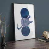 Set of 2 Blue Night Allah & Muhammad Arabic Calligraphy Islamic Wall Art Prints