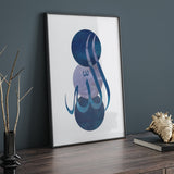 Set of 2 Blue Night Allah & Muhammad Arabic Calligraphy Islamic Wall Art Prints