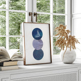 Set of 2 Navy Blue Night Circle Allah & Muhammad Arabic Calligraphy Islamic Wall Art Prints