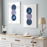 Set of 2 Navy Blue Night Circle Allah & Muhammad Arabic Calligraphy Islamic Wall Art Prints