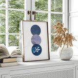 Set of 2 Navy Blue Night Circle Allah & Muhammad Arabic Calligraphy Islamic Wall Art Prints