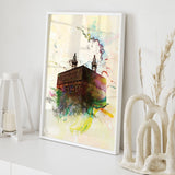 Watercolour Painting Of Kaabah Islamic Modern Abstract Islamic Wall Art Prints