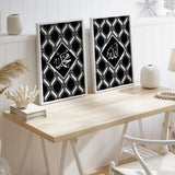 Allah & Muhammad Monochrome Geometric Arabic Calligraphy Islamic Wall Art Print