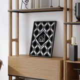 Monochrome Geometric Allah Modern Islamic Wall Art Print Black & White