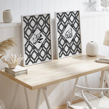 Allah & Muhammad Monochrome Geometric Arabic Calligraphy Islamic Wall Art Print