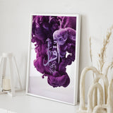 Purple Iqra Arabic Calligraphy Islamic Wall Art Print With Alcohol Ink Detail