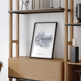 Grey Water Colour With Quranic Verse Guide Us Onto The Straight Path Islamic Wall Art Print