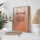 Start With Bismillah Rustic Brown Boho Islamic Wall Art Print With Arabic Calligraphy