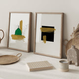Set of 2 Masjid Nabwi & The Kaaba Modern Minimalistic Abstract Paint Brush Islamic Wall Art Print Kids