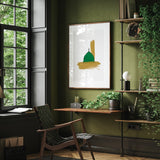 Minimalistic Green Dome Masjib Nabwi Prophet Muhammad PBUH Islamic Wall Art Print Emerald Green & Gold