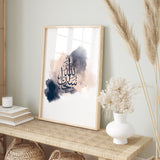Set of 3 Navy Blue & Peach Subhanallah Alhamdulillah Allahhu Akbar Arabic Calligraphy Islamic Wall Art Print With Watercolour Paintbrush Detail
