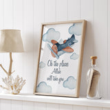 Oh The Places Allah Will Take You Children's Islamic Wall Art Print PlaneThemed Kids Bedroom Nursery Prints