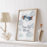 Dream Big Little One Plane Children's Wall Art Print Kids Bedroom Nursery