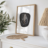 Black Watercolour Allahu Akbar Nordic Abstract Shape Arabic Calligraphy Modern Islamic Wall Art Print