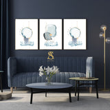 Set of 3 Sky Blue Grey Gold Black Watercolour Tasbeeh Subhanallah Alhamdulillah Allahuakbar Arabic Calligraphy Islamic Wall Art Print 2022 Tasbi Zikir