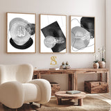 Set of 3 Grey Black White Watercolour Ayatul Kursi Remember Me Sufficient is Allah Modern Abstract Islamic Wall Art Print 2022