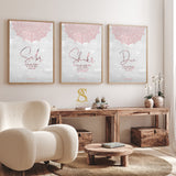 Set of 3 Pink & Grey Watercolour Mandala Sabr Shukr Dua Patience Gratitude Prayer Modern Abstract Islamic Wall Art Print 2022 English Text