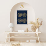 Navy Blue & Gold 4 Quls Arabic Calligraphy Islamic Wall Art Print Perfect for Eid Ramadan Gift Present New Homet 2022