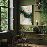 Allah Azzawajal Emerald Green & Gold Watercolour Abstract Arabic Calligraphy Islamic Wall Art Print 2022 New Home Gift Line Modern