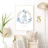 Personalised Little Muslim Children's Blue Floral Islamic Wall Art Print Kids Bedroom Nursery Boys