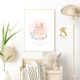Personalised Little Muslimah Children's Pink Floral Islamic Wall Art Print Kids Bedroom Nursery Boys