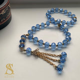 Light Blue & Gold Crystal Tasbih 33 Bead Tasbih Islamic Prayer Beads Eid Gift Ramadan Gift Nikah Favours Wedding Favours