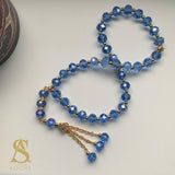 Light Blue & Gold Crystal Tasbih 33 Bead Tasbih Islamic Prayer Beads Eid Gift Ramadan Gift Nikah Favours Wedding Favours