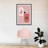 Pink Abstract Allah & Muhammad Arabic Calligraphy Nordic Islamic Wall Art Print