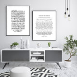 Set of 2 Ayatul Kursi Arabic And English Translation Monochrome Islamic Wall Art Prints For Kids Bedroom Nursery
