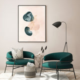 Allah Hu Akbar Emerald Green & Pink Nordic Abstract Islamic Wall Art Print With Gold