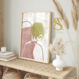 Sabr Pink & Sage Green Patience Watercolour Islamic Abstract Arabic Calligraphy Wall Art Print 2022 New Home Gift Line Art