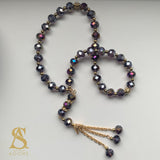 Purple & Gold Crystal Tasbih 33 Bead Tasbih Islamic Prayer Beads Eid Gift Ramadan Gift Nikah Favours Wedding Favours