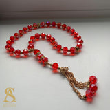 Red & Gold Crystal Tasbih 33 Bead Tasbih Islamic Prayer Beads Eid Gift Ramadan Gift Nikah Favours Wedding Favours