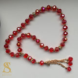 Red & Gold Crystal Tasbih 33 Bead Tasbih Islamic Prayer Beads Eid Gift Ramadan Gift Nikah Favours Wedding Favours