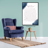 English Translation Ayatul Kursi Blue & Peach Abstract Islamic Wall Art Print With Gold Tones & Arabic Calligraphy Islamic Print