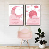 Shades of Pink Set of 2 Morning & Night Dua Arabic & English Calligraphy Islamic Wall Art Prints Kids Islamic Prints House Gift