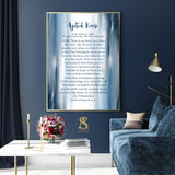 Ayatul Kursi Shades of Blue Abstract Islamic Wall Art Print With English Translation Islamic Print