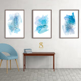 Set of 3 Deep Blue Watercolour Painting Tasbeeh Subhanallah Alhamdulillah Allahhuakbar Arabic Calligraphy Islamic Wall Art Print Prints