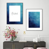 Set of 2 Teal & White Start With Bismillah And End With Alhamdulillah Modern Minimalistic Abstract Emeral Green & White Wall Art Print