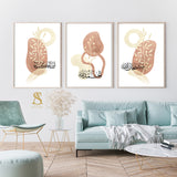 The Set of 3 Majestic Brown & Beige Tasbeeh Collection / Nordic Abstract Modern Wall Art Print Subhanallah Alhamdulillah Allahuakbar